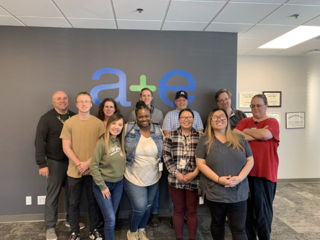 A&E Pharmacy staff pose for a picture.
