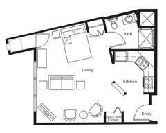 The Pines of Richfield Independent Living, studio floor plan