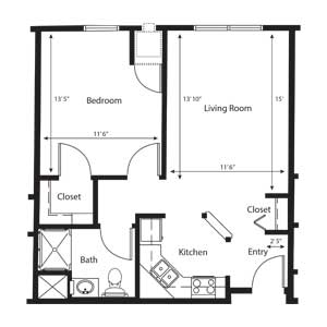Floorplan 1 BR A Independent Senior Living Richfield, The Pines