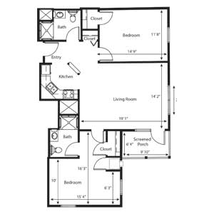 Floorplan 2BR 2BA B